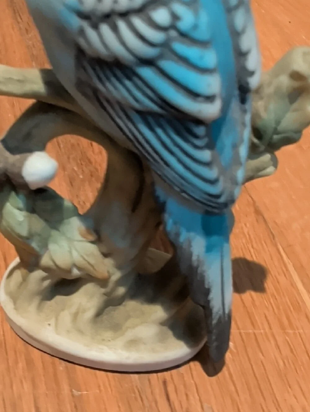 Blue Parakeet Figurine - Decorative Ceramic Bird Nature Home Decor Accents - Picture 4 of 9